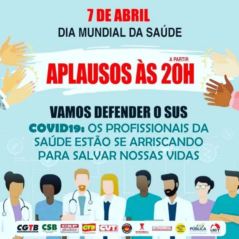 Dia Mundial da Saúde será marcado por aplausos aos profissionais do setor