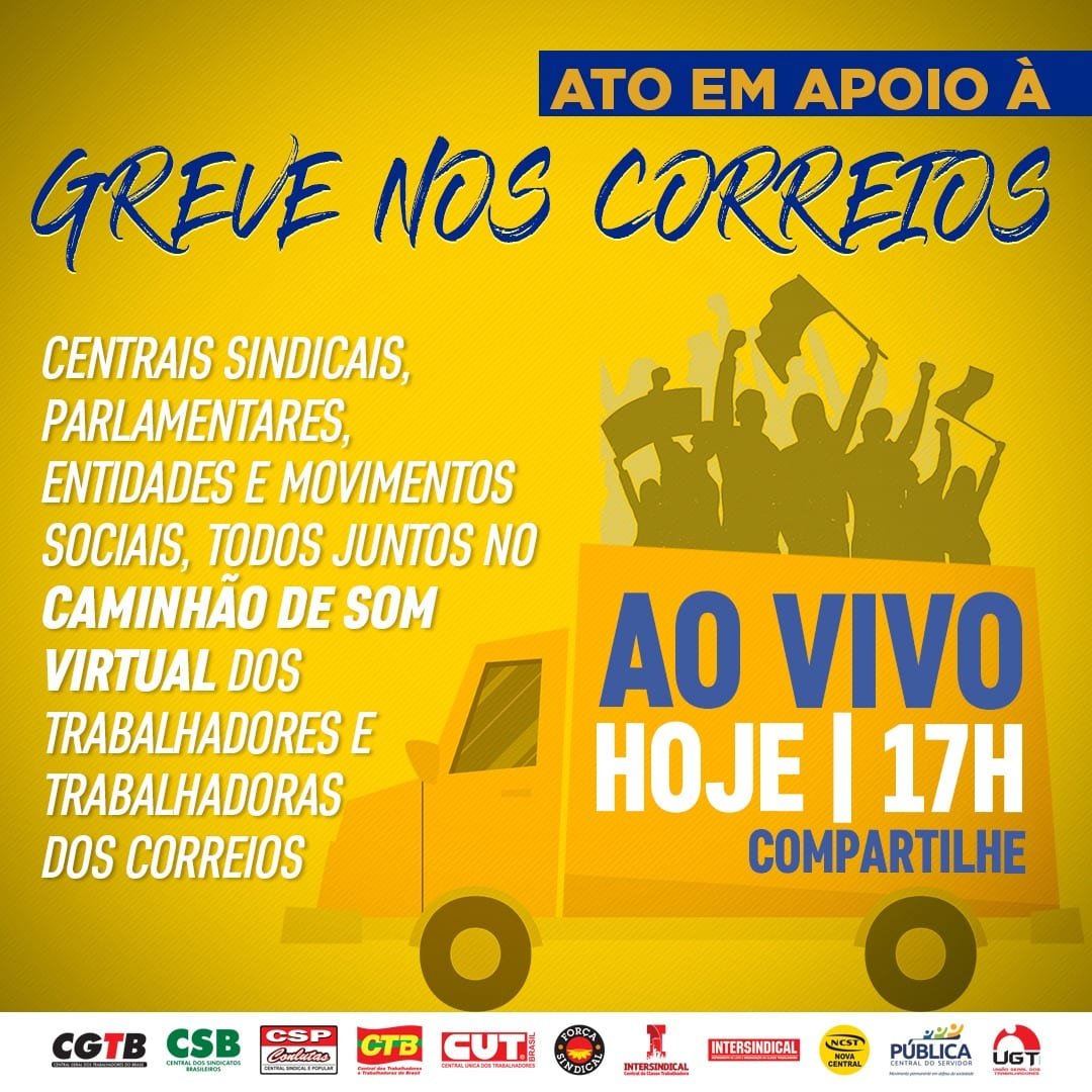 Ato virtual reforça apoio à greve nos Correios. Assista!