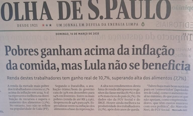 Renda dos pobres supera inflação