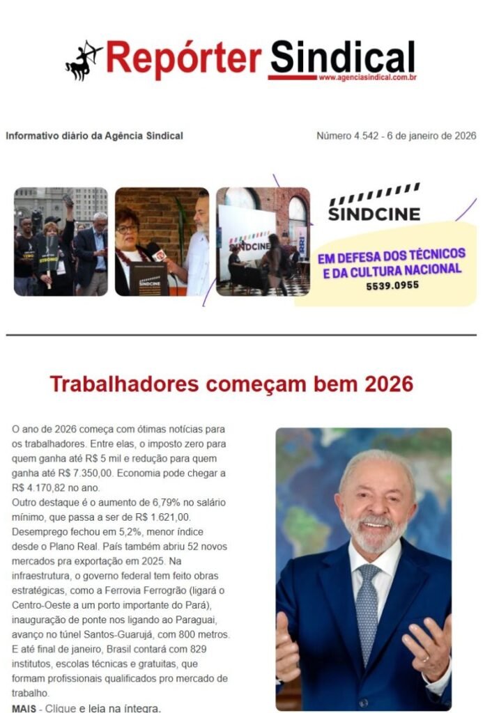 Capa do Repórter Sindical, edição 4.542: Trabalhadores começam bem 2026